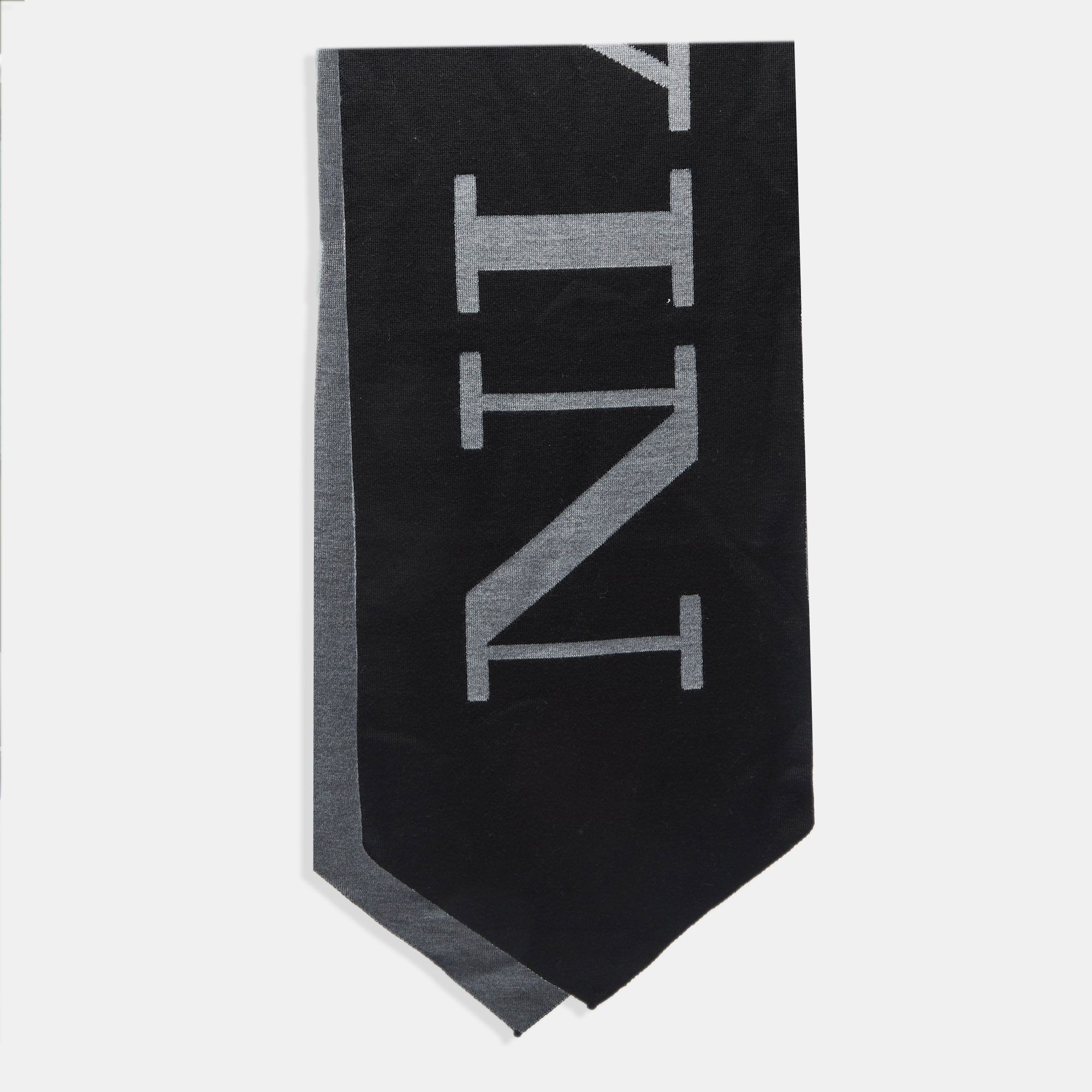 

Lanvin Black/Grey Logo Patterned Wool Scarf