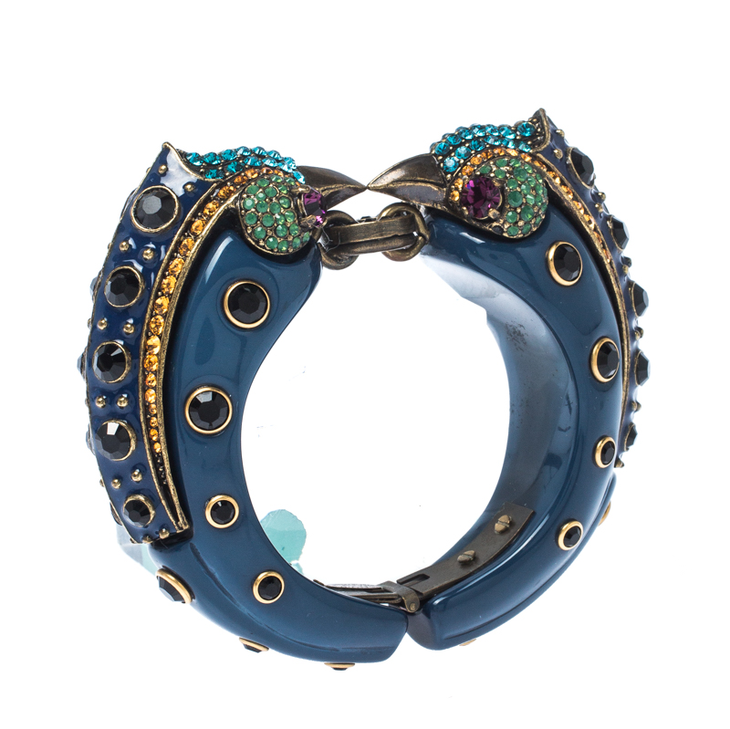 

Lanvin Blue Crystal Embellished Bird Cuff Bracelet