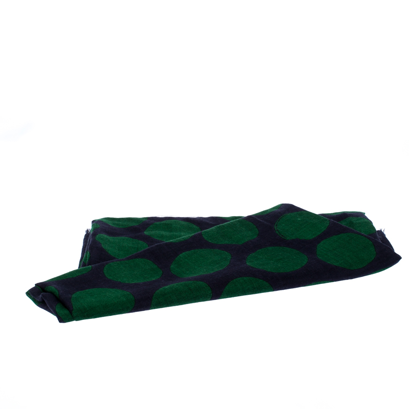 

Lanvin Green Polka Dot Print Cashmere and Silk Scarf