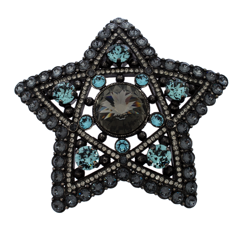 Lanvin Crystal Embellished Black Tone Star Brooch / Pendant