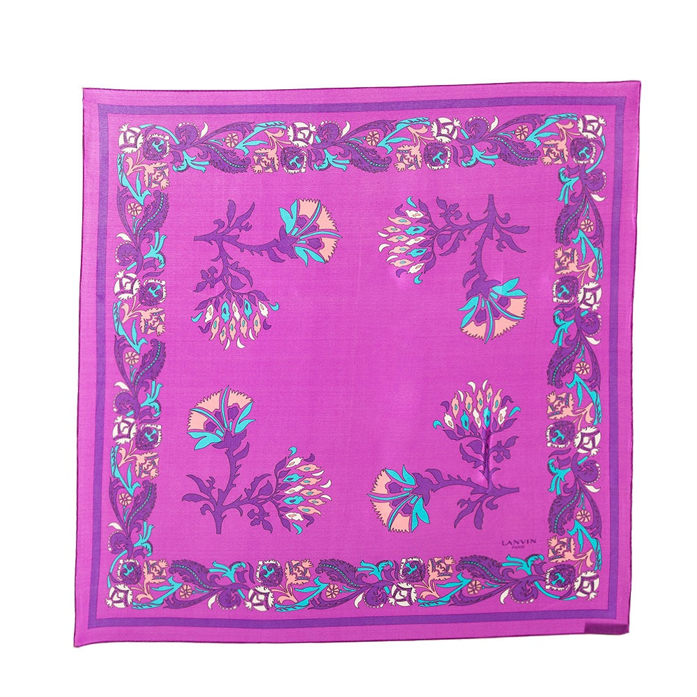 

Lanvin Purple Floral Print Silk Square Scarf