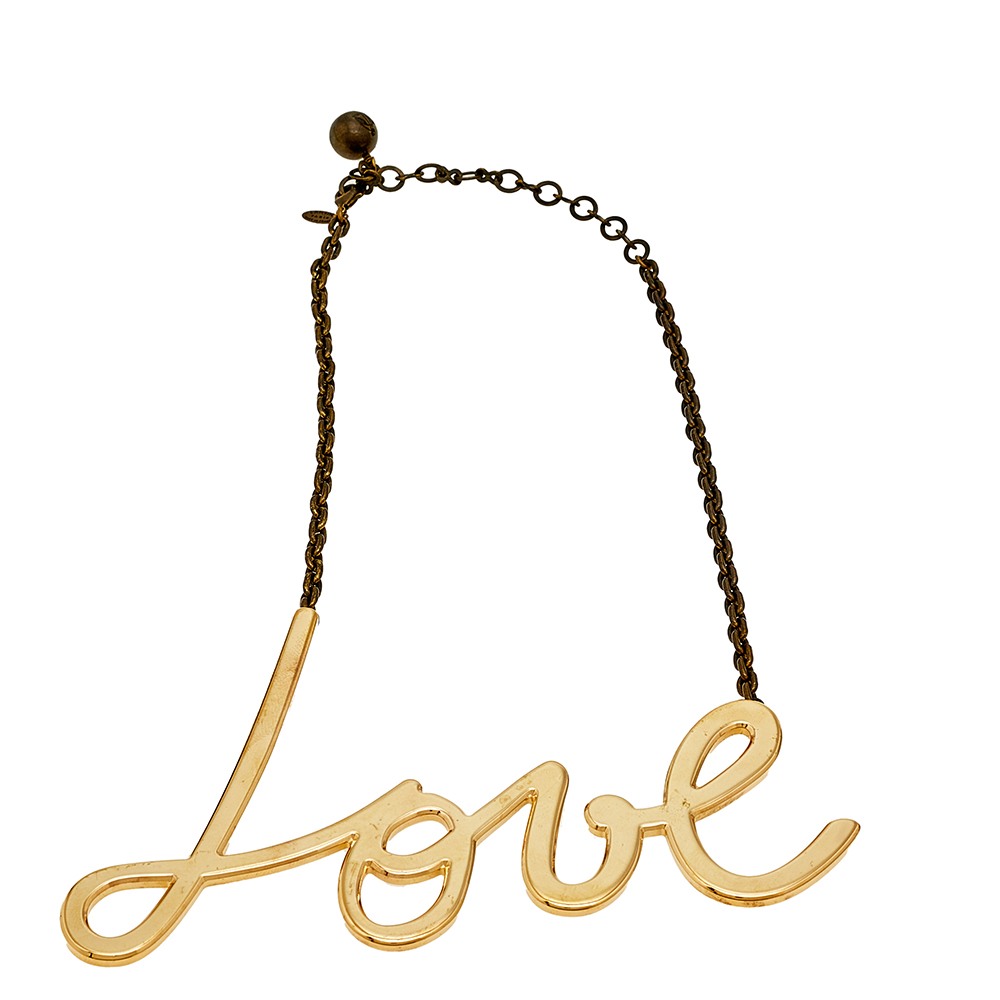 

Lanvin Gold Tone Love Pendant Necklace