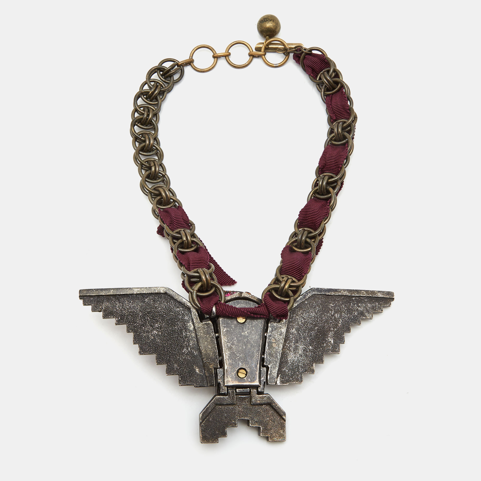 

Lanvin Purple Two Tone Metal Crystal Eagle Pendant Necklace