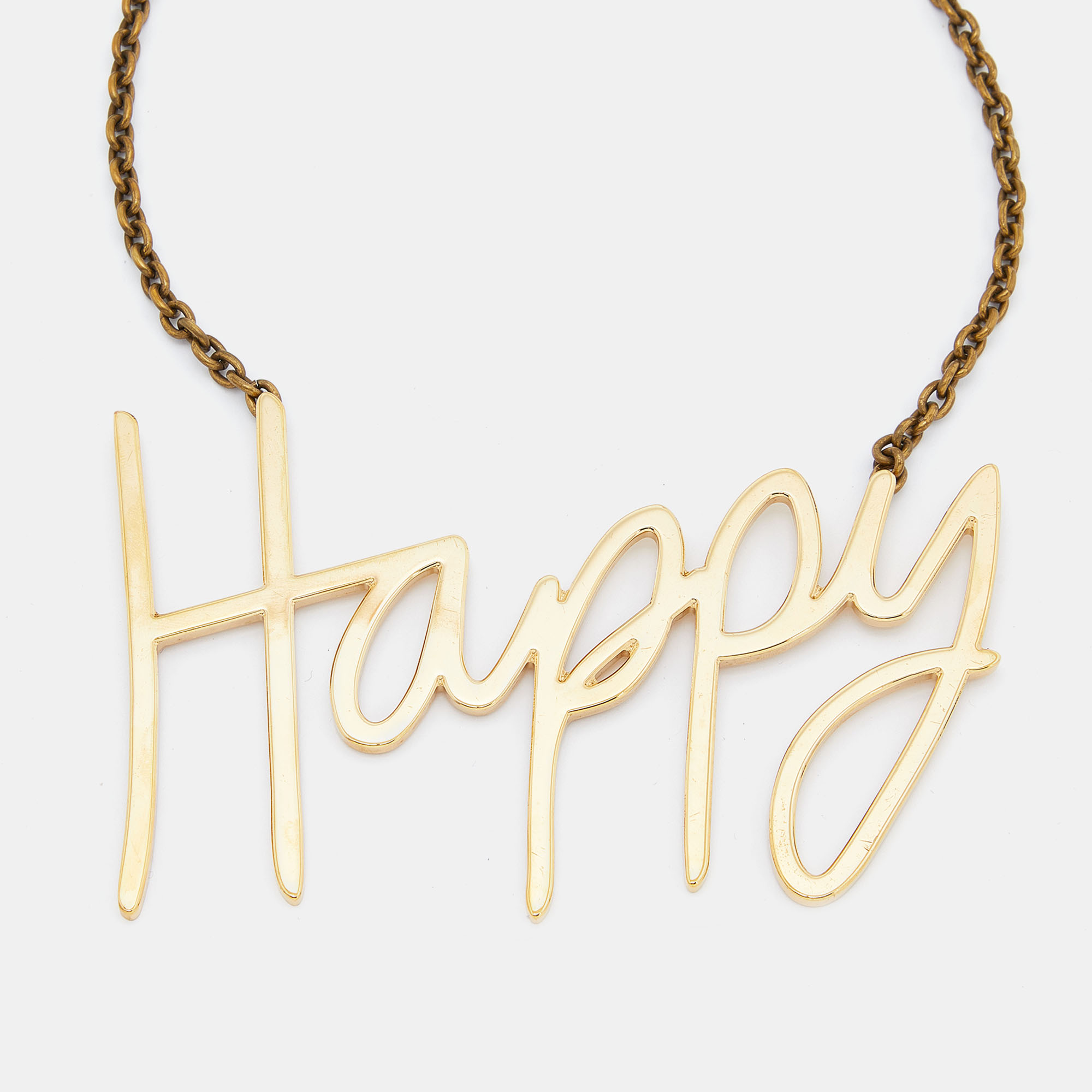 

Lanvin Gold Tone Happy Pendant Necklace