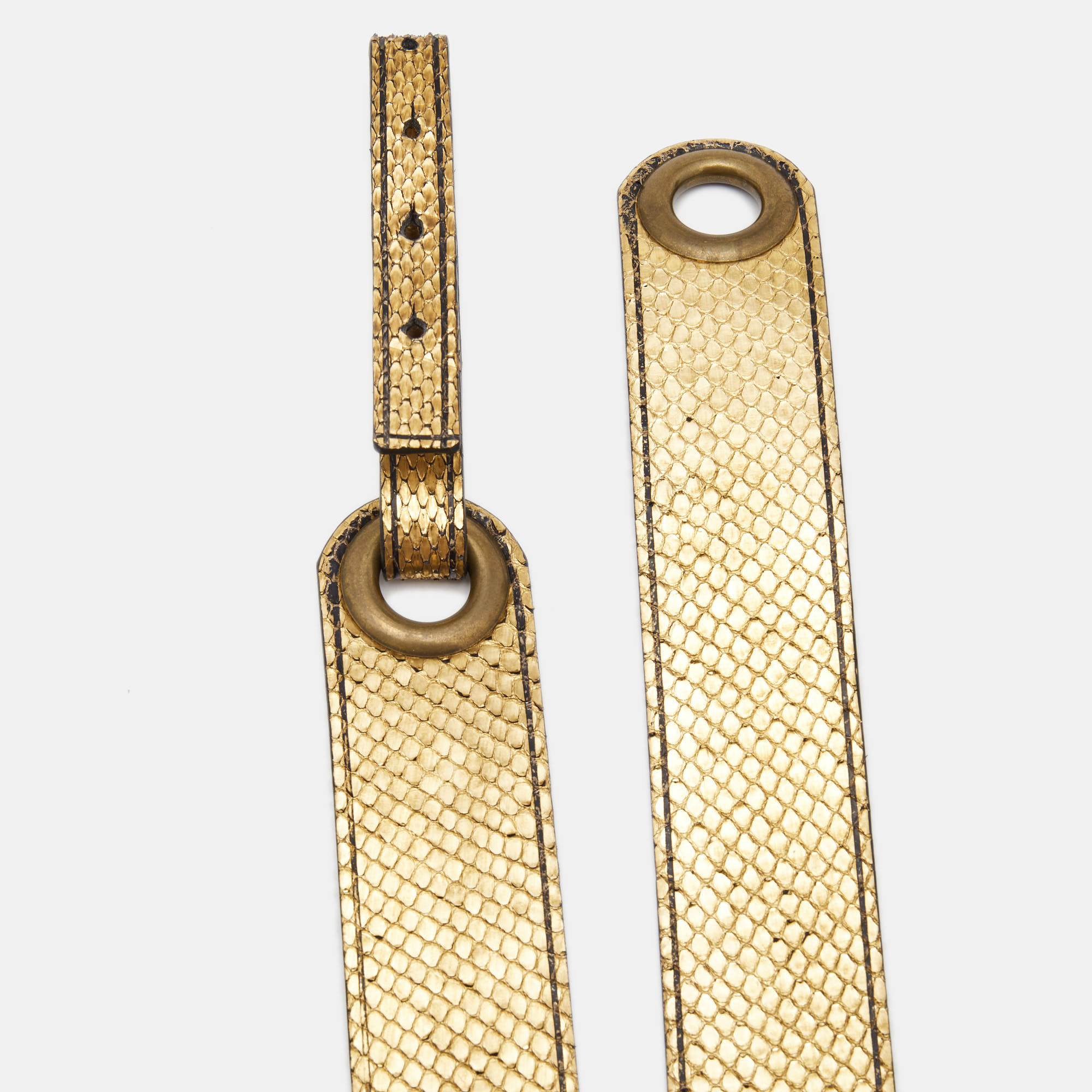 

Lanvin Gold Snakeskin and Leather Adjustable Waist Belt