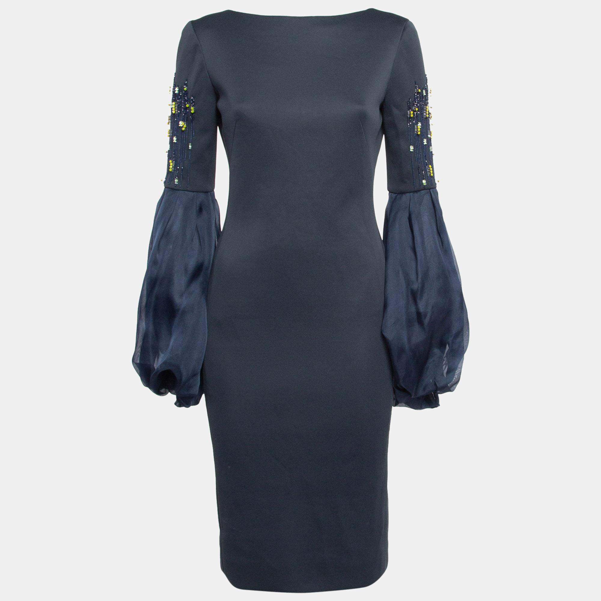 

Lanvin Navy Blue Embellished Sleeve Short Dress XS