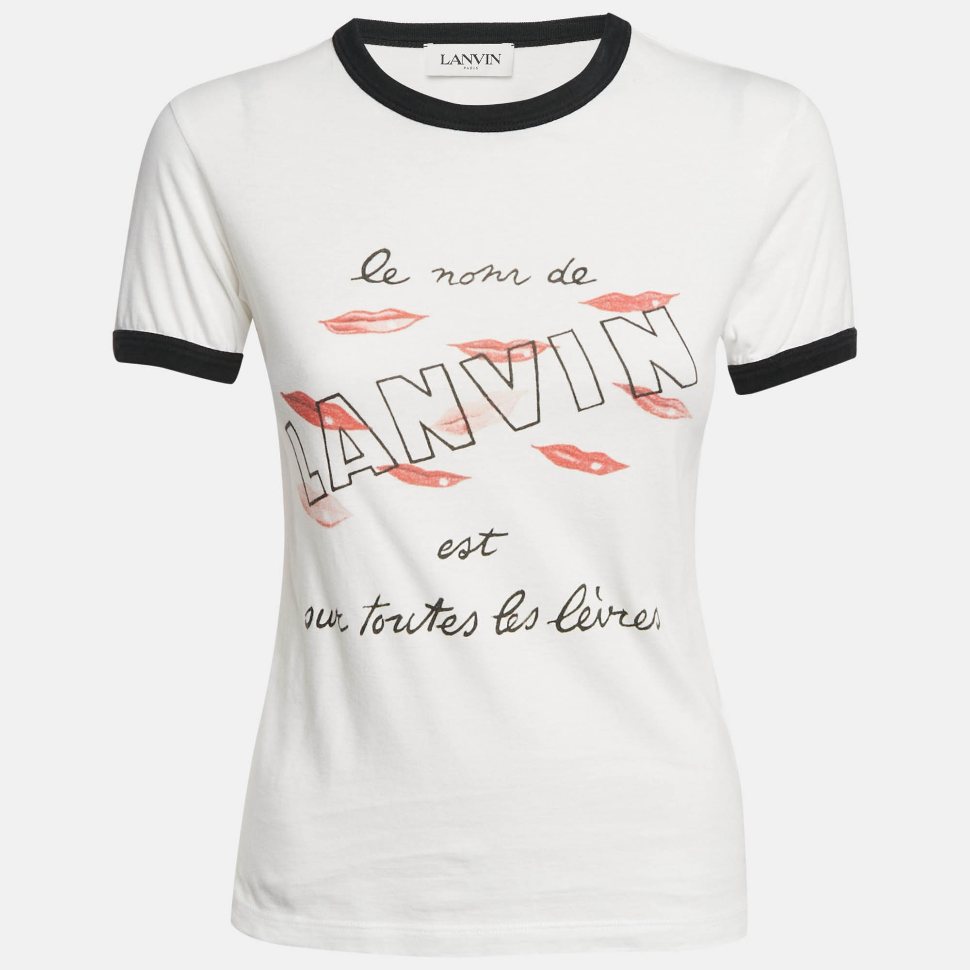 Pre-owned Lanvin White Printed Cotton Jersey T-shirt S