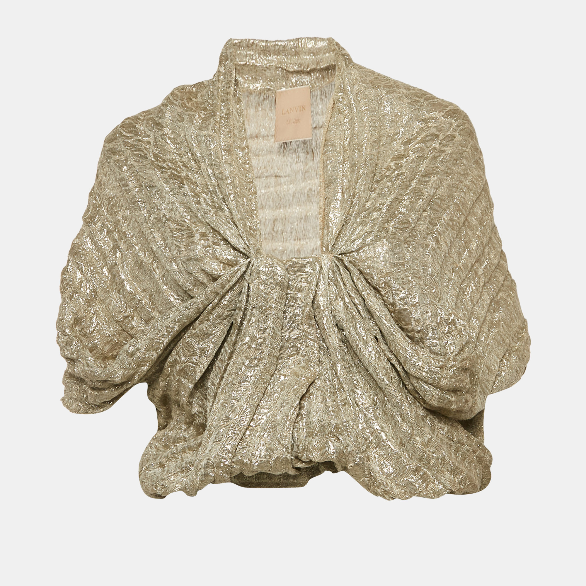 

Lanvin Gold Lurex Knit Drape Style Top M
