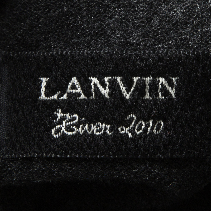 Pre-owned Lanvin Hiver'10 Grey Wool Short Sleeve Draped Dress S