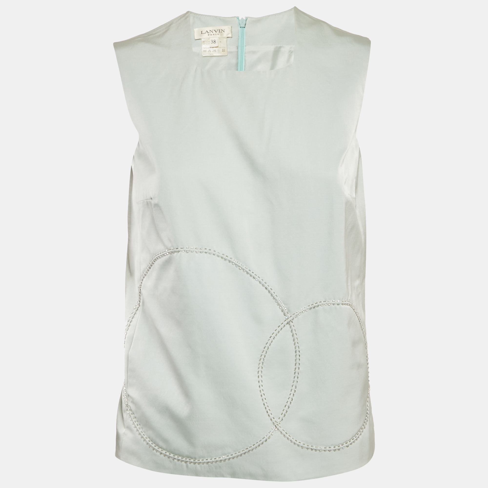 

Lanvin Green Embellished Wool Blend Sleeveless Top M