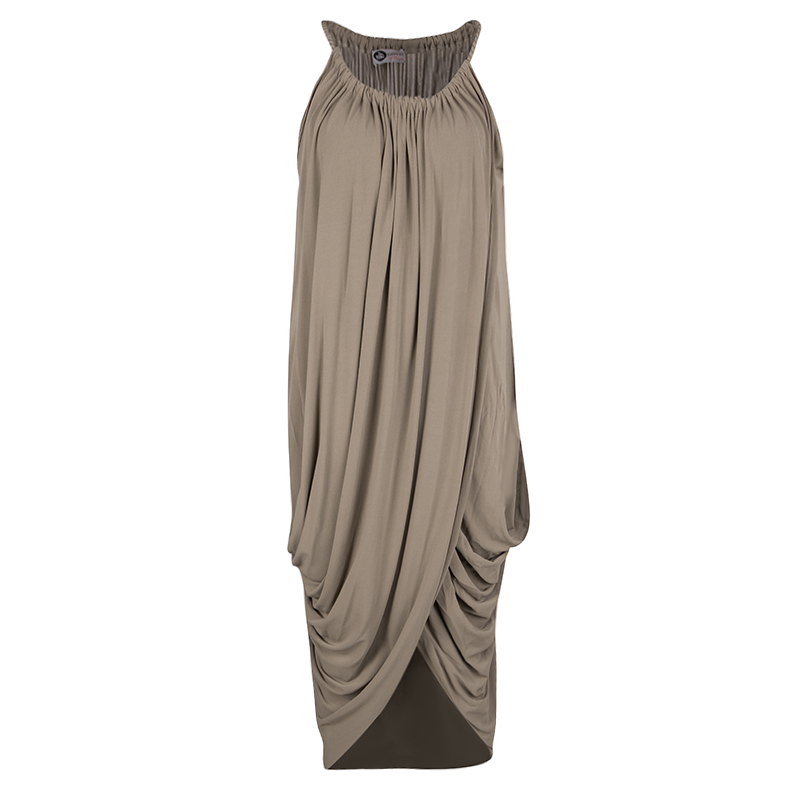 Lanvin Brown Gathered Draped Sleeveless Dress M Lanvin | TLC