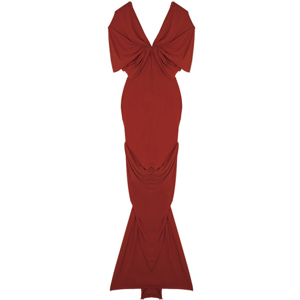 Pre Owned Lanvin Gathered Red Mid Length Dress M