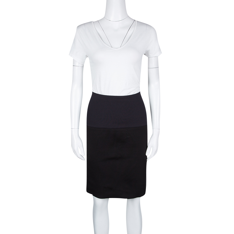 

Lanvin Navy Blue and Black Colorblock Bodycon Pencil Skirt
