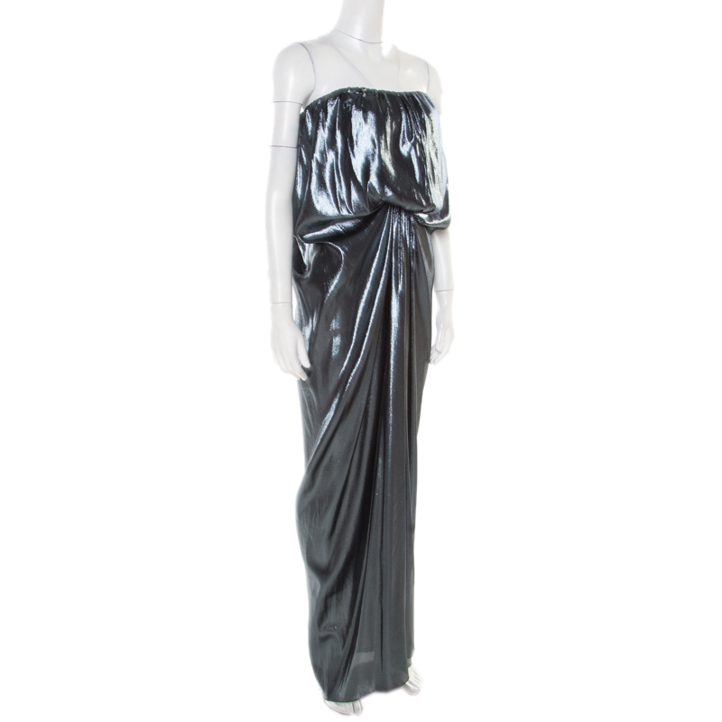 

Lanvin Metallic Draped Strapless Dress