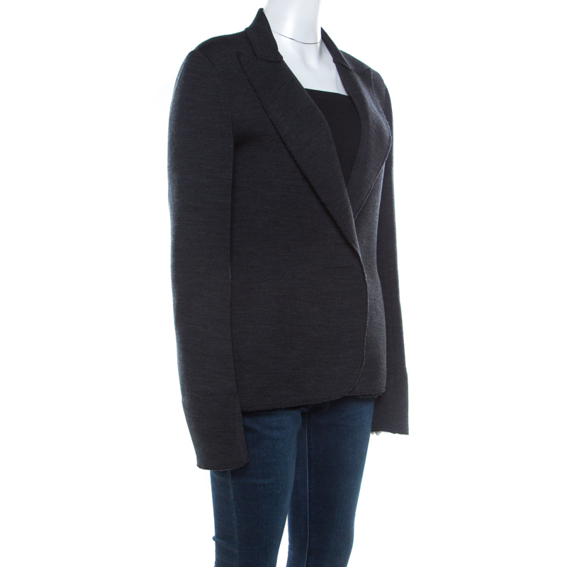 

Lanvin Grey Wool Blend Jersey Press Button Detail Blazer