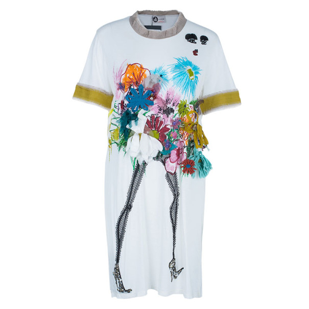 Pre Owned Lanvin Floral Embellished Short Dress L