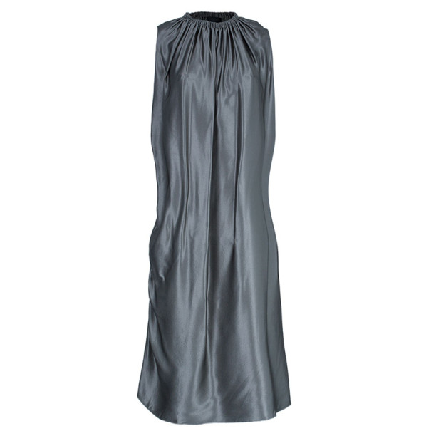 Pre Owned Lanvin Gathered Silk Midi Dress M