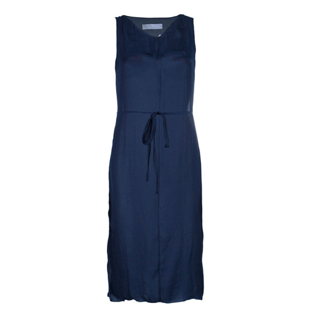 Pre Owned Lanvin Navy Belted Slip Dress S