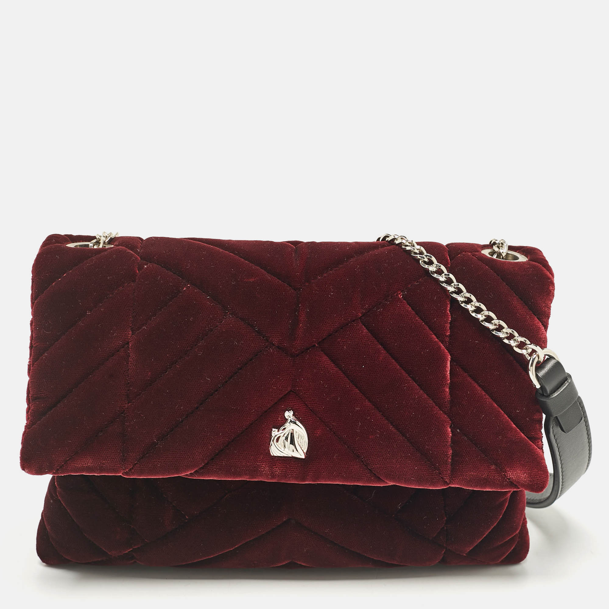 

Lanvin Burgundy Quilted Velvet  Sugar Shoulder Bag