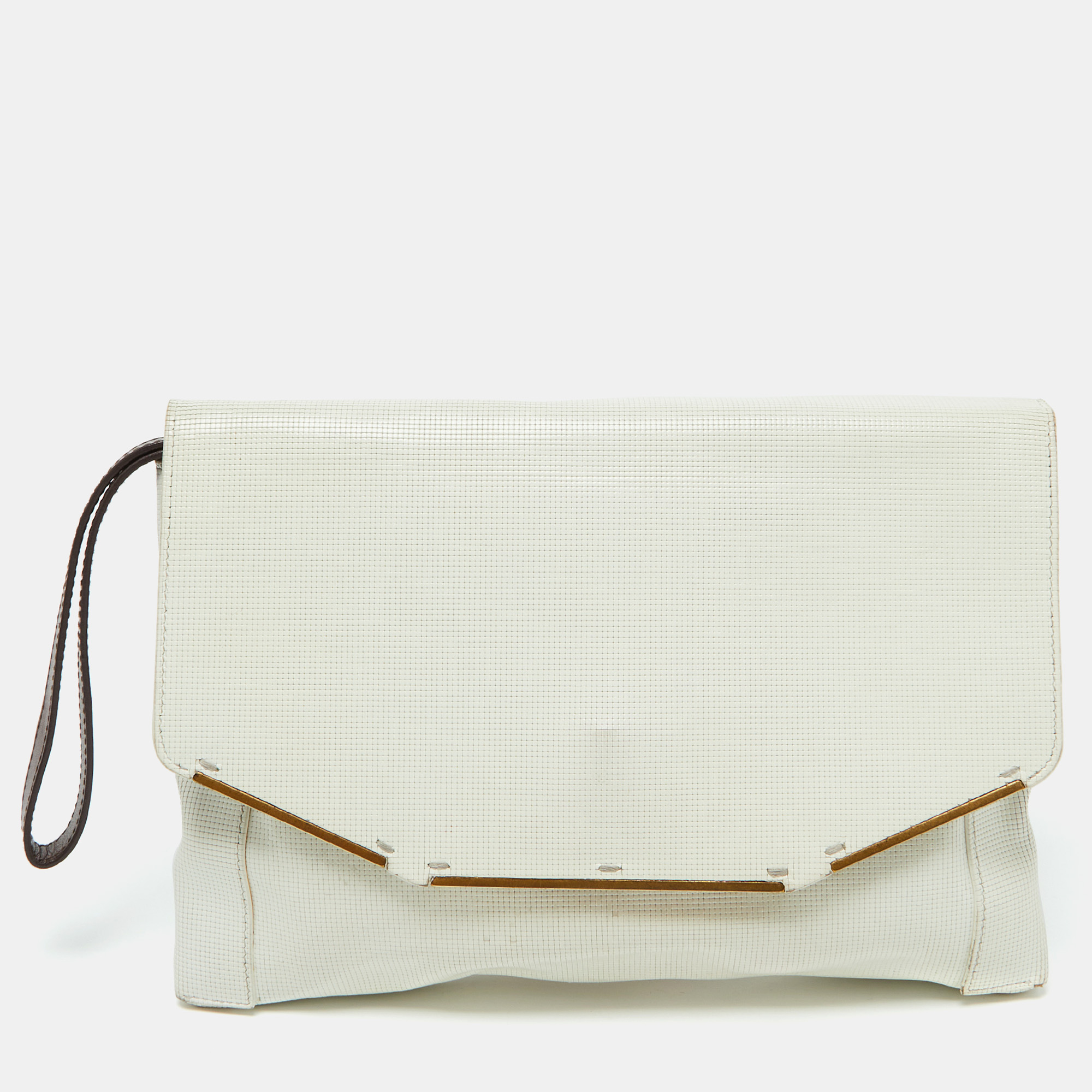 

Lanvin White Leather Miss Sartorial Wristlet Clutch