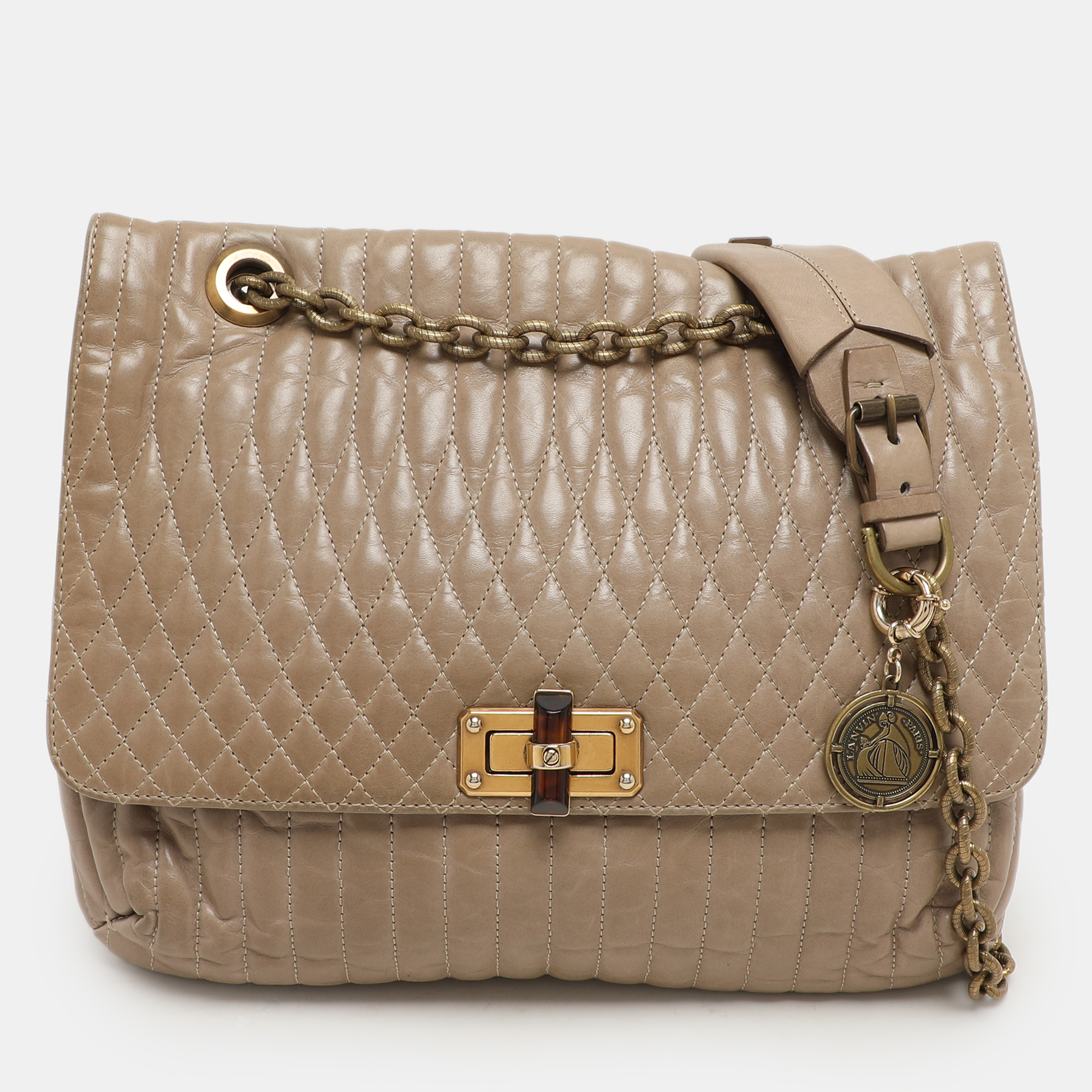 

Lanvin Beige Quilted Leather Happy Shoulder Bag