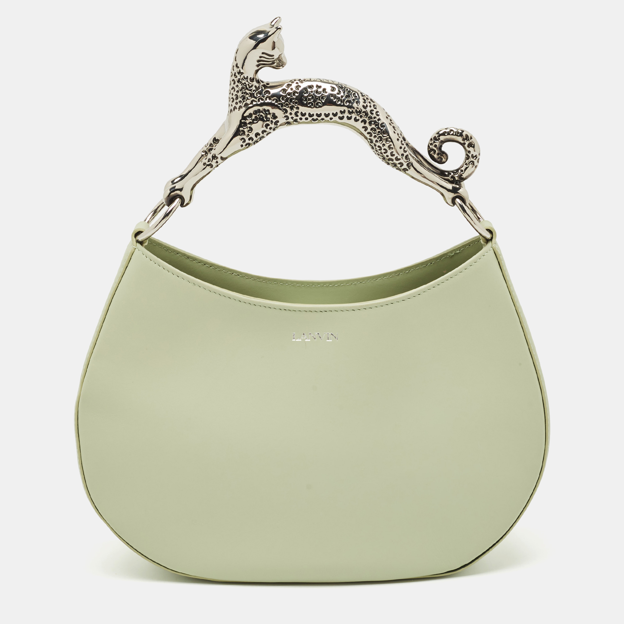

Lanvin Sage Green Leather Cat Handle Hobo