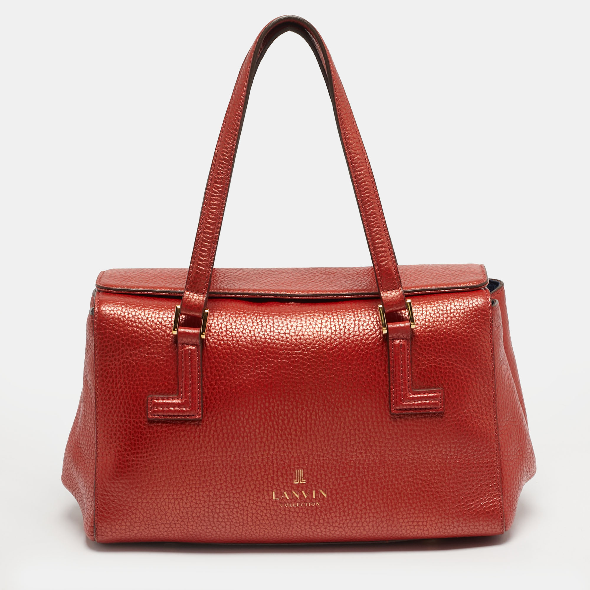 Pre-owned Lanvin Flap Metallic Leather Tote In Silver