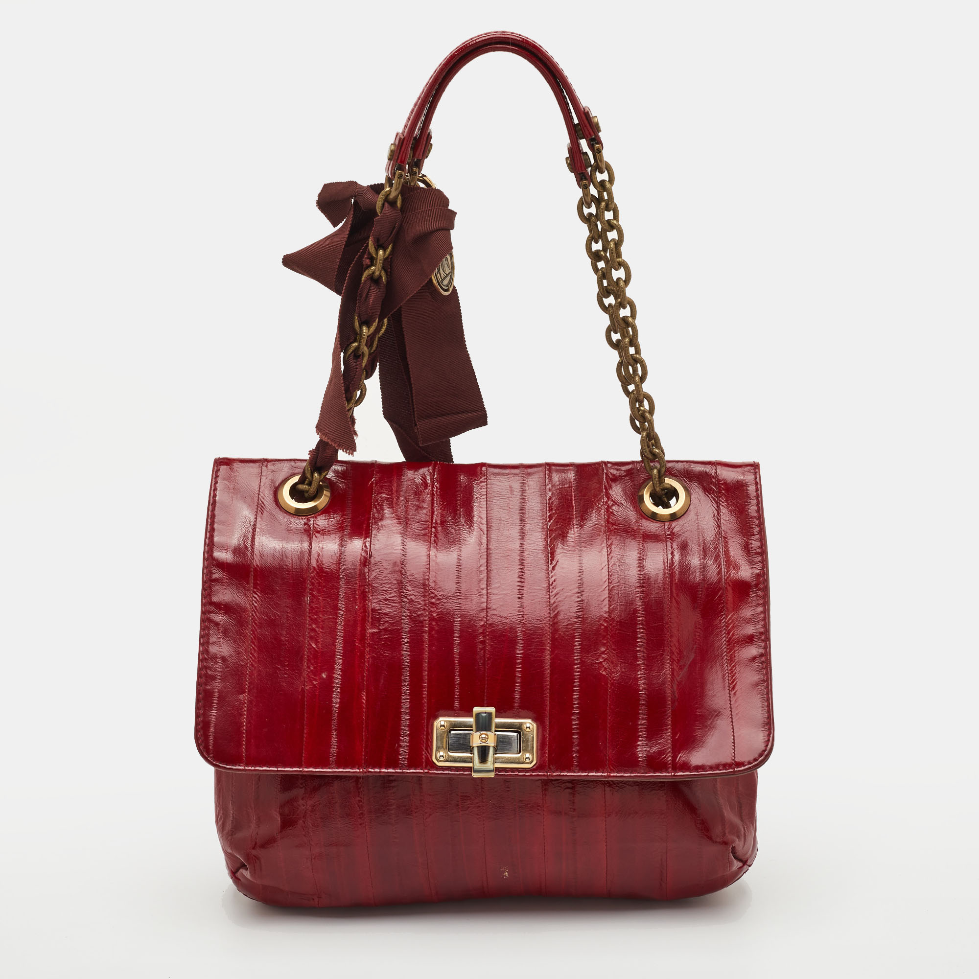 

Lanvin Happy Red Eel Leather Shoulder Bag
