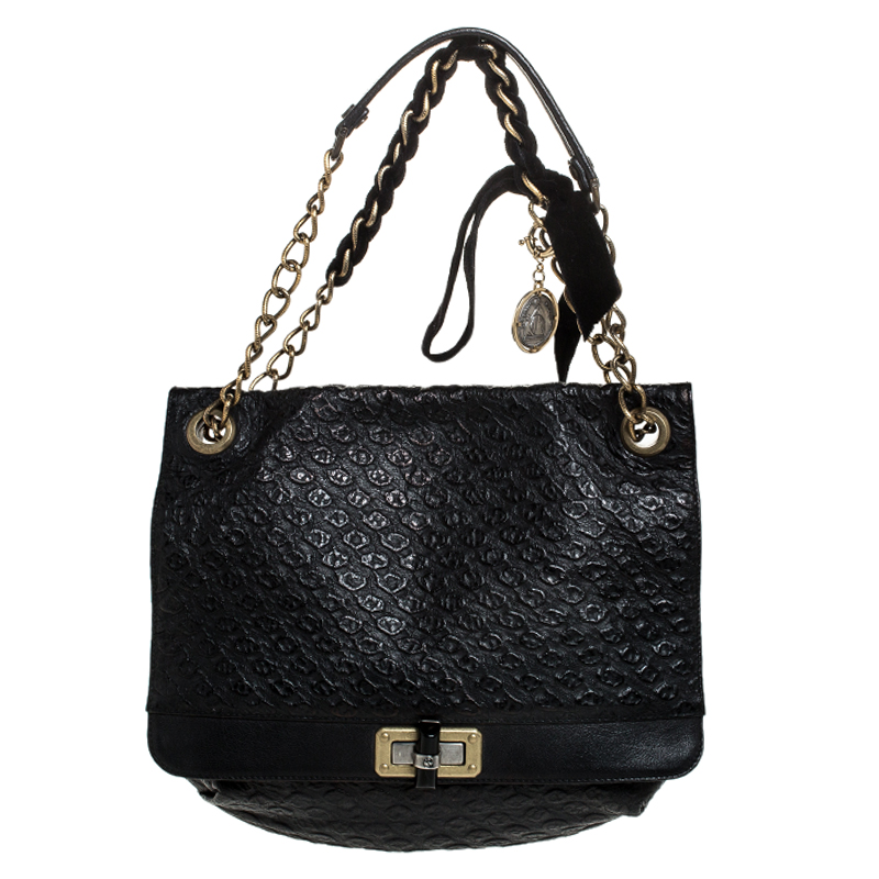 Pre-owned Lanvin Black Leather Happy Shoulder Bag