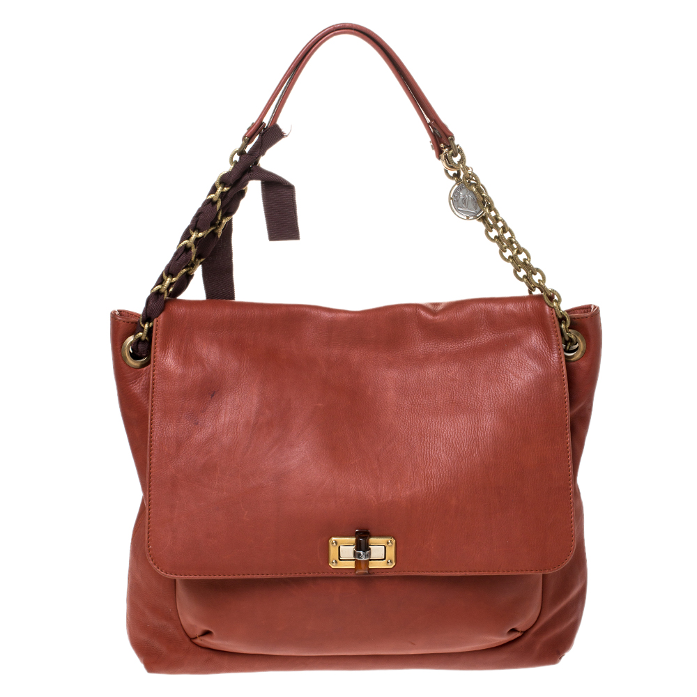 Lanvin Marron Leather Happy Shoulder Bag