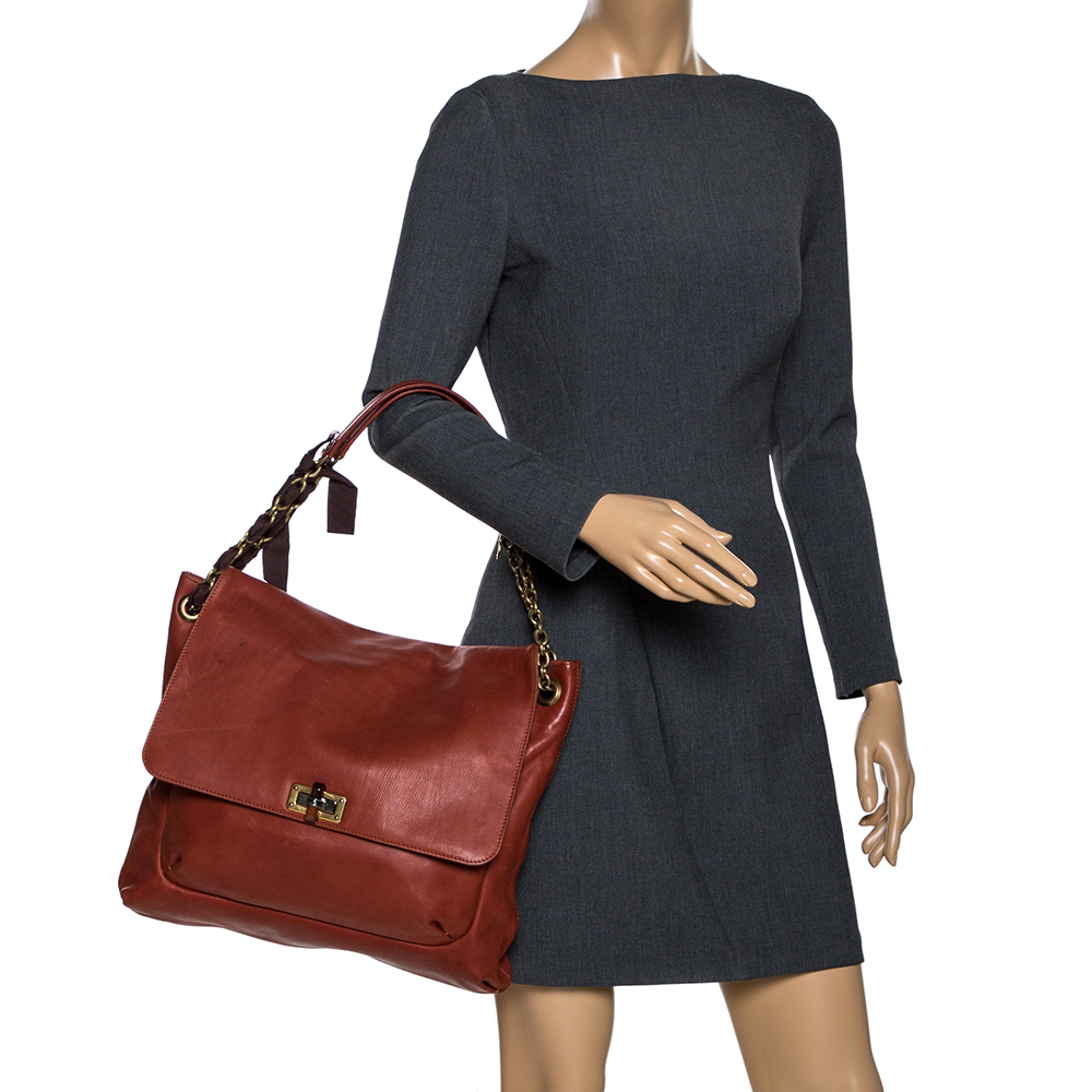 

Lanvin Marron Leather Happy Shoulder Bag, Brown