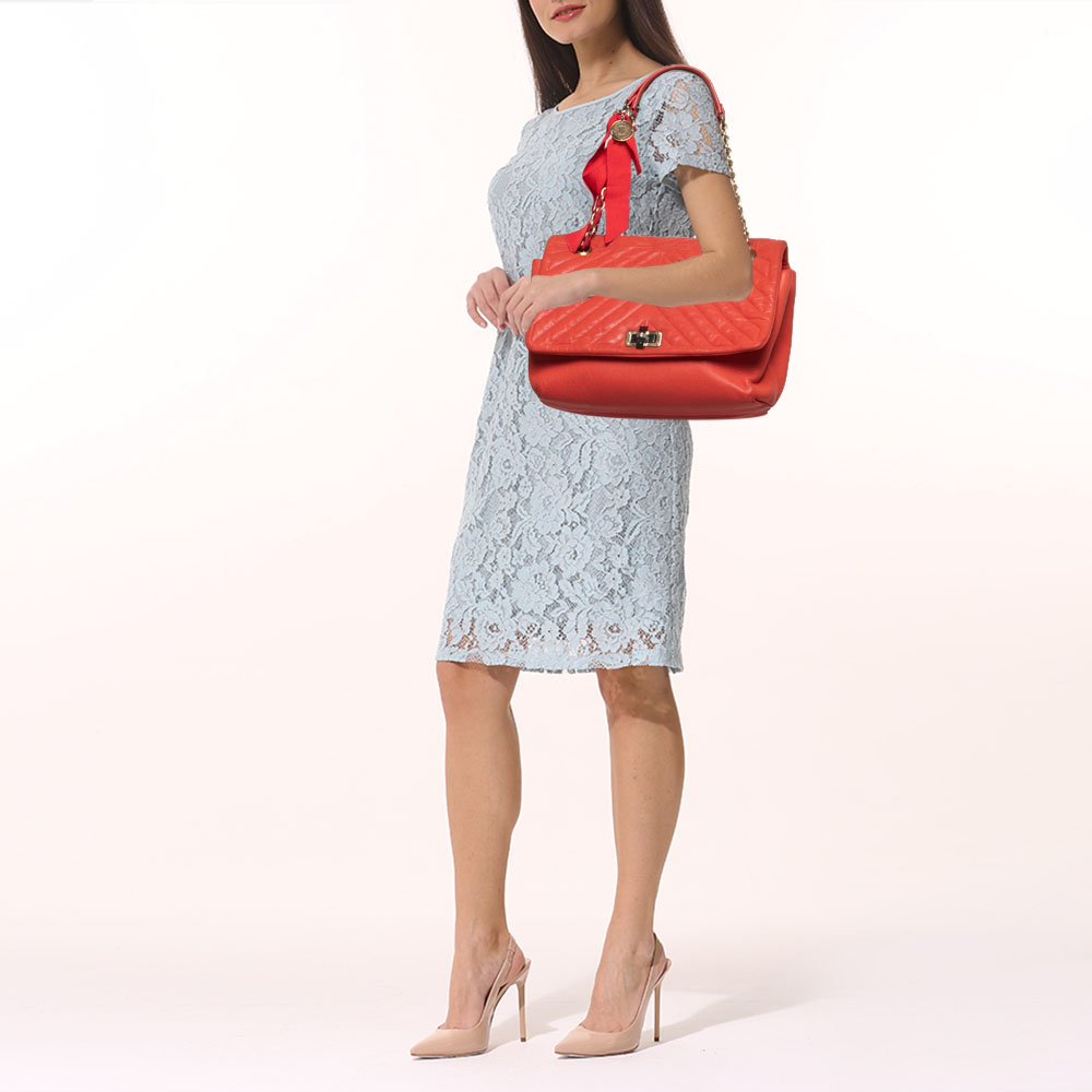 

Lanvin Red Quilted Leather Happy Shoulder Bag