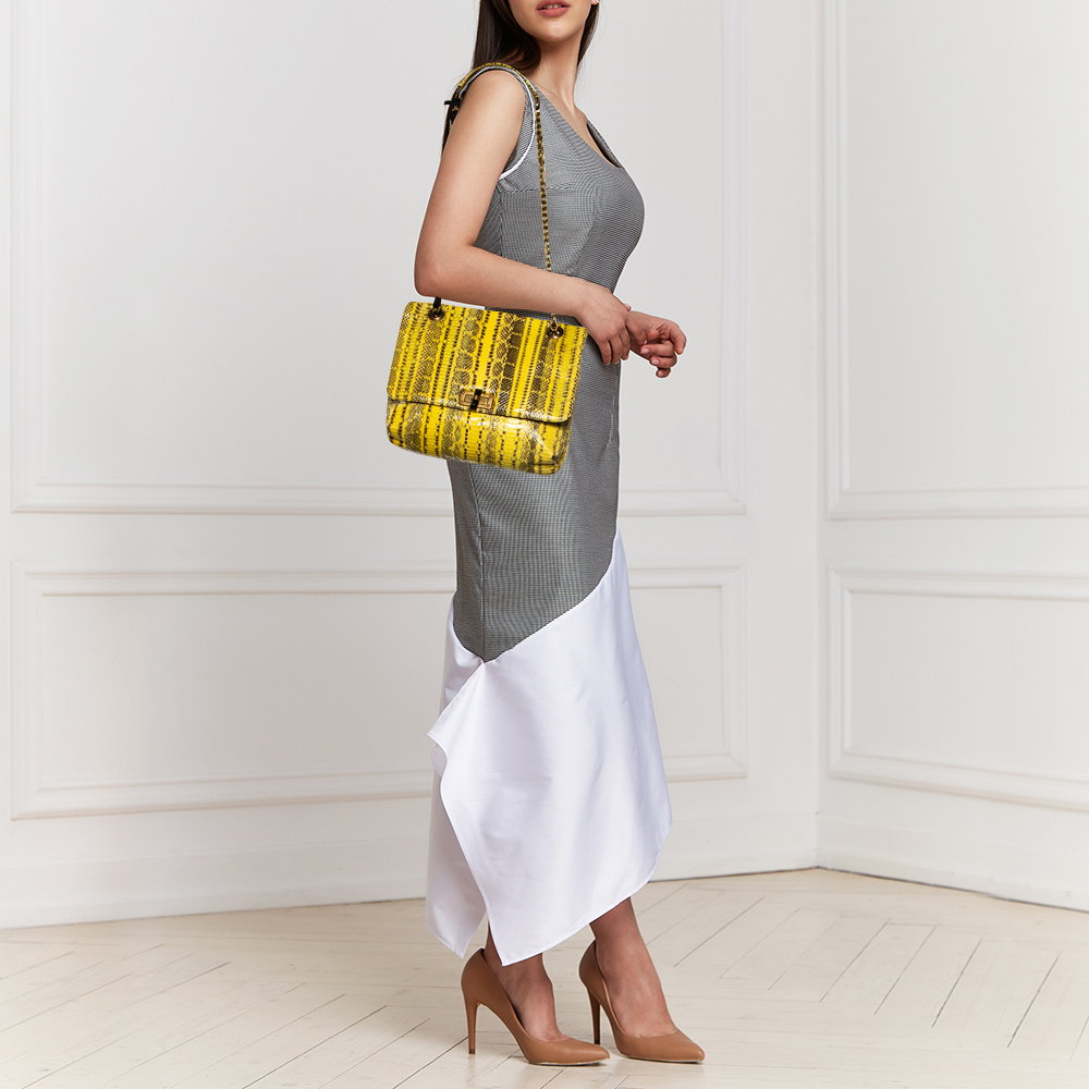 

Lanvin Yellow Snakeksin Happy Shoulder Bag