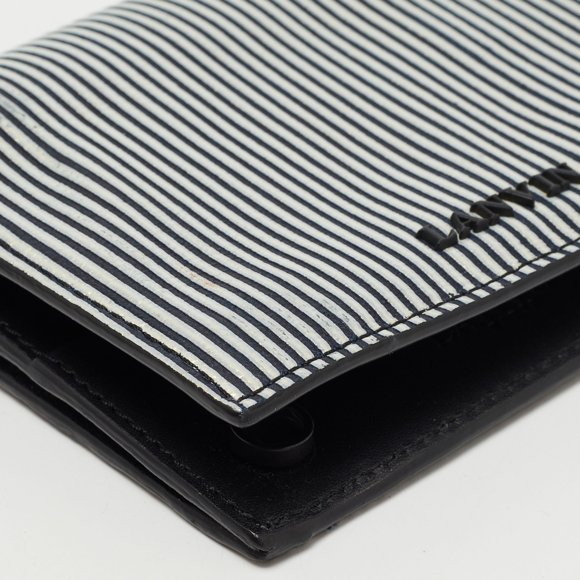 Lanvin White/Black Glitter Leather Card Case 