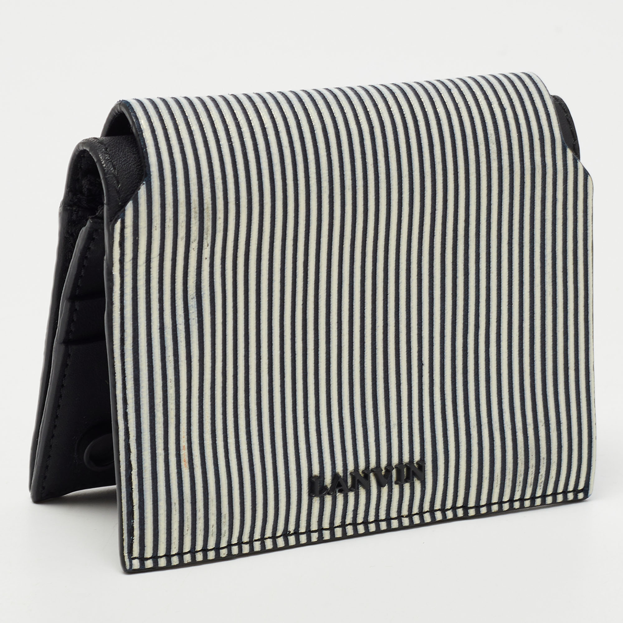 Lanvin White/Black Glitter Leather Card Case 