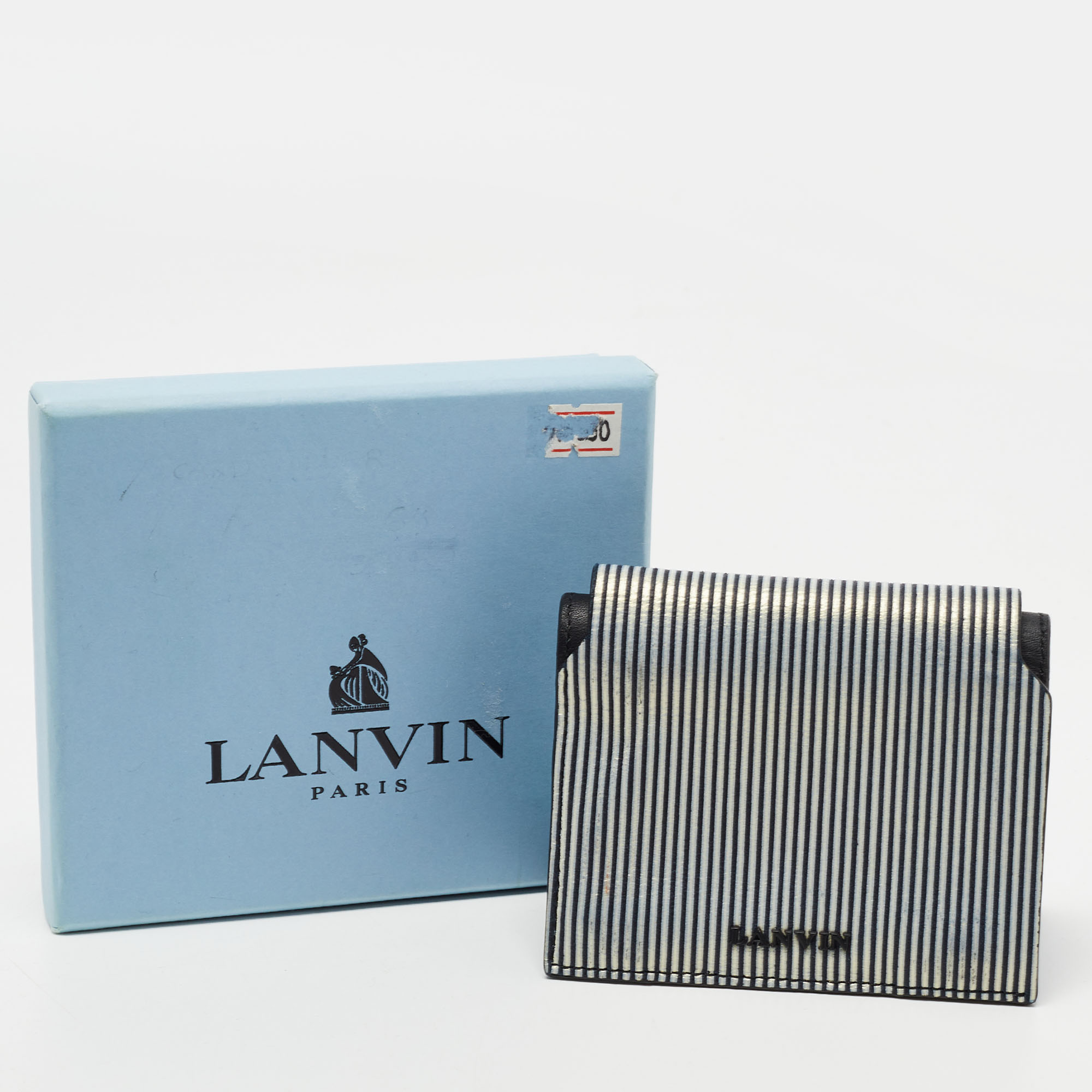Lanvin White/Black Glitter Leather Card Case 