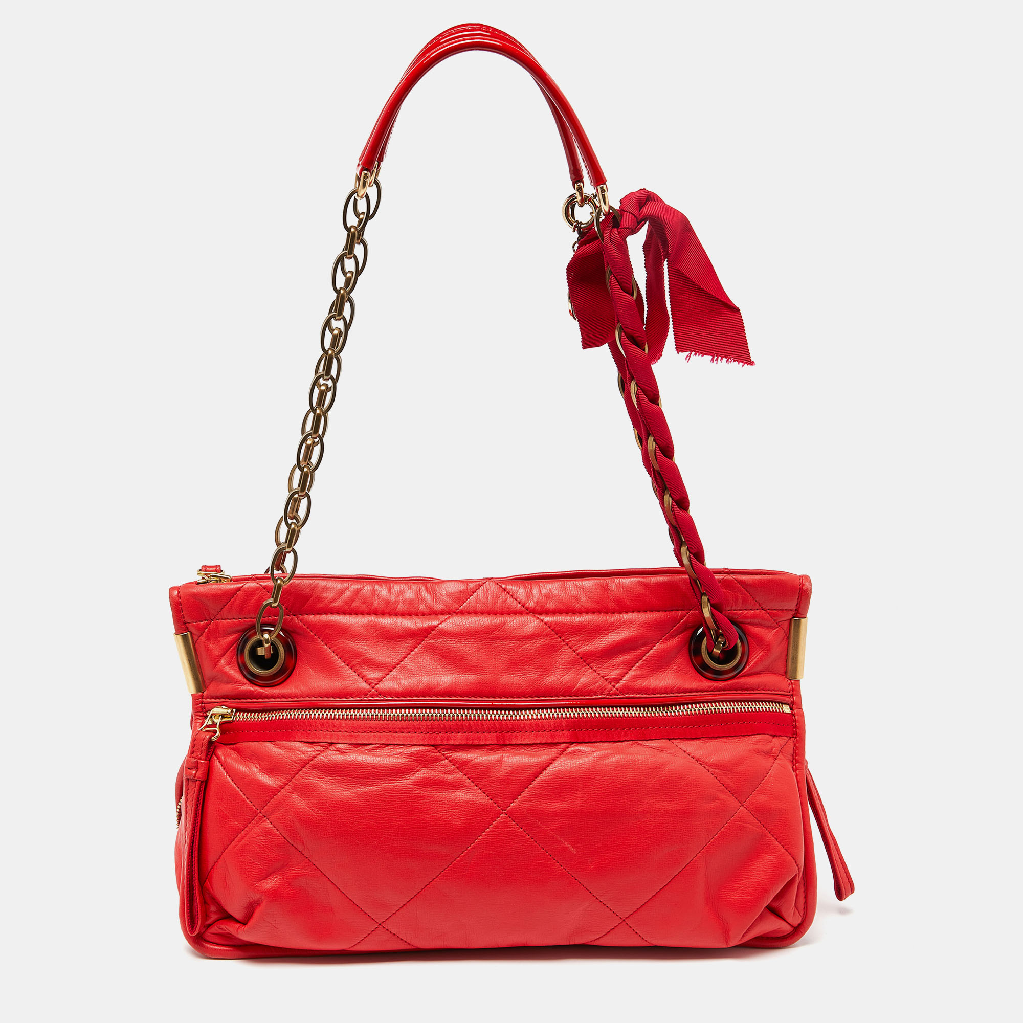Pre-owned Lanvin Red Quilted Leather Amalia Shoulder Bag