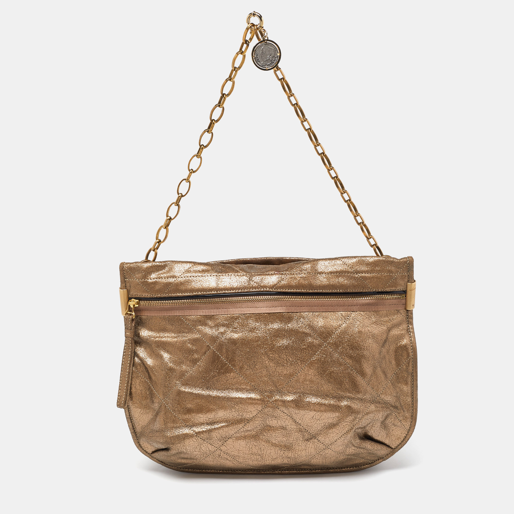 Pre-owned Lanvin Metallic Gold Leather Chain Hobo