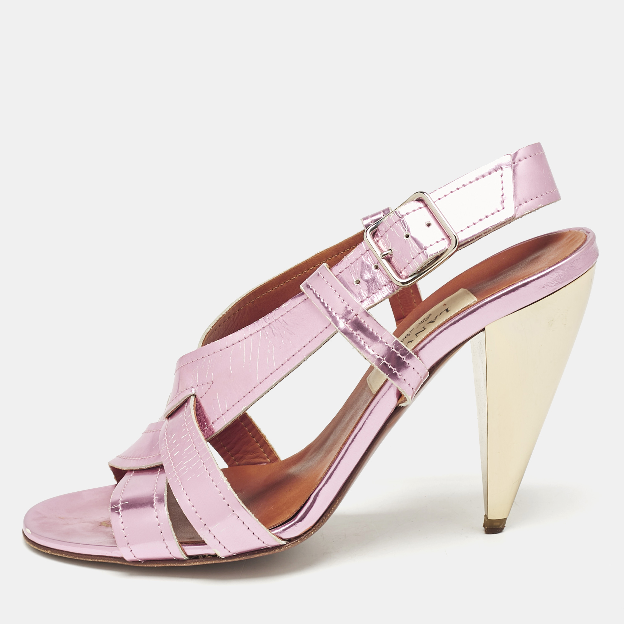

Lanvin Pink Leather Ankle Strap Sandals Size