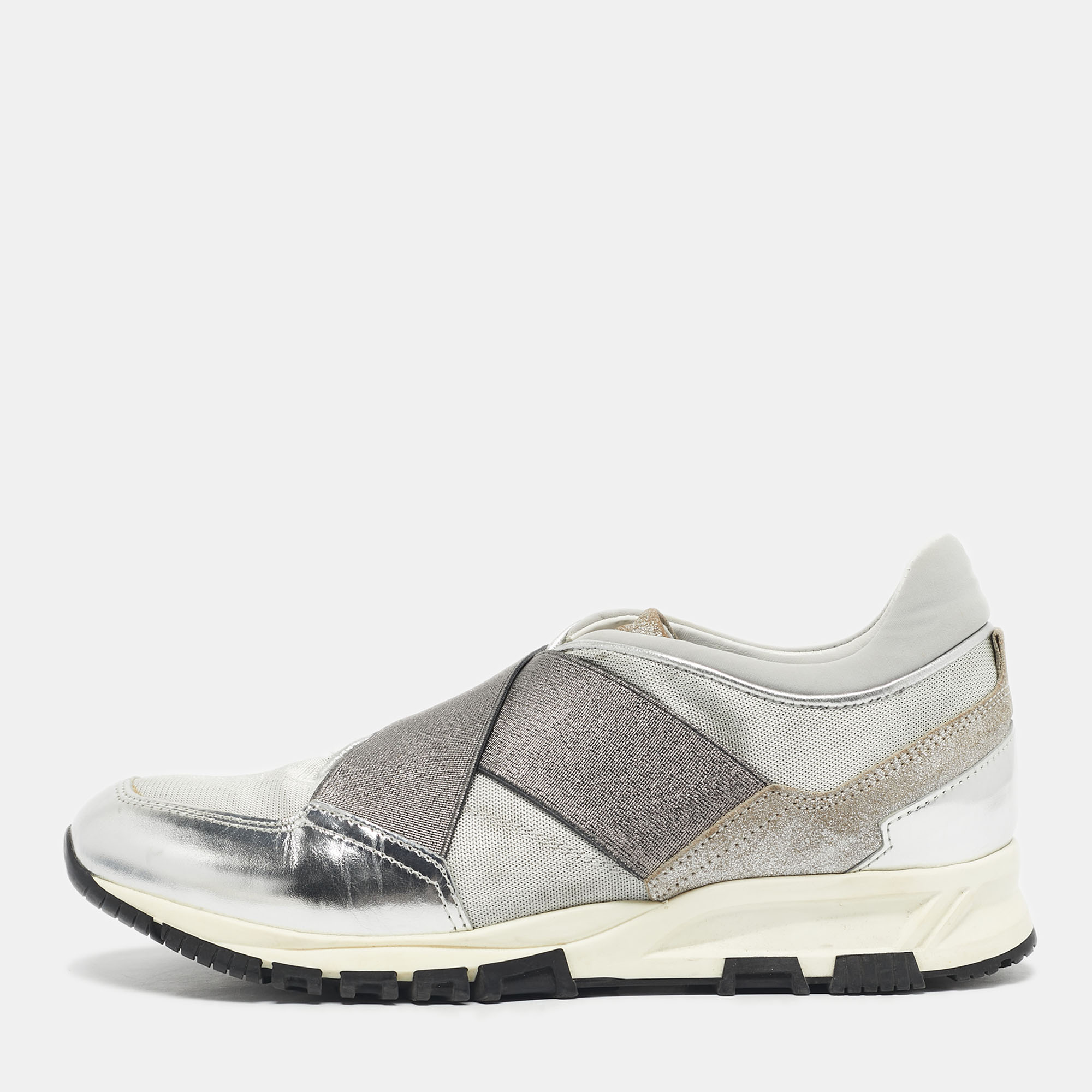 

Lanvin Silver Leather and Fabric Cloth Trainer Sneakers Size