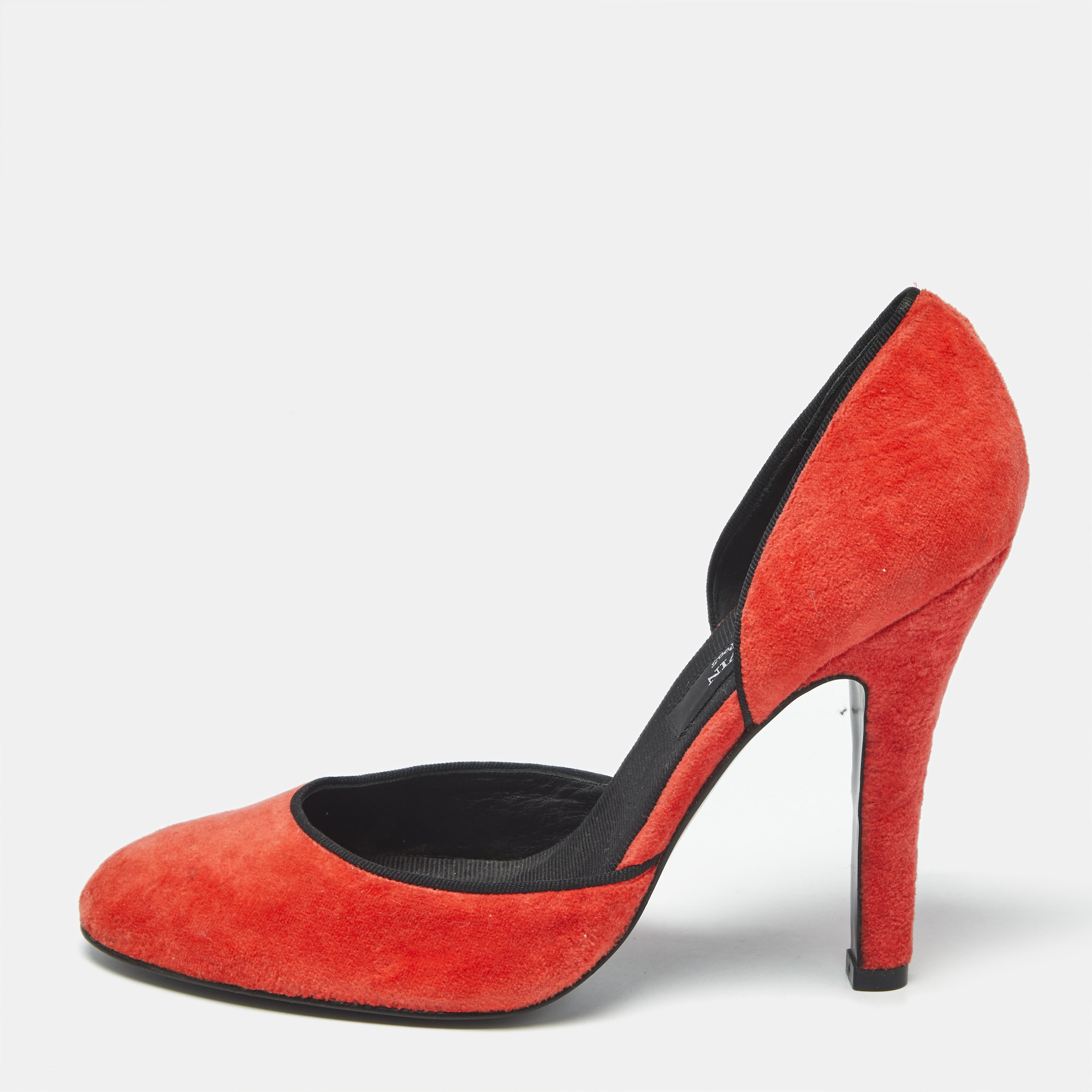 

Lanvin Red Velvet Round Toe D'orsay Pumps Size