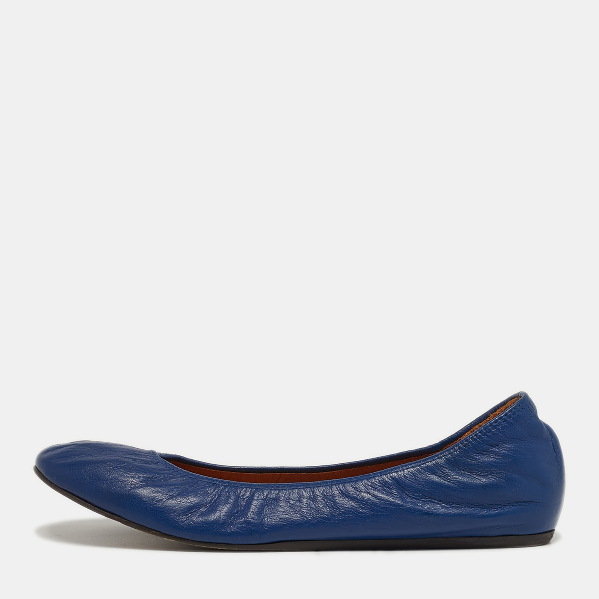 Pre-owned Lanvin Size 39.5 Blue Leather Ballet Flats