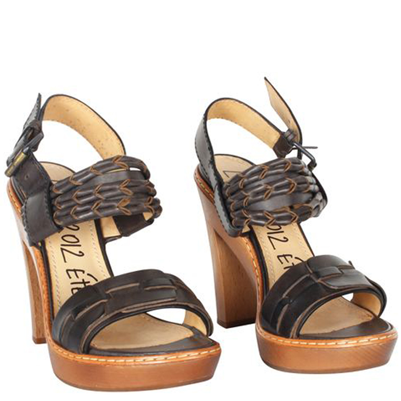 

Lanvin Brown Leather Platform Sandals Size