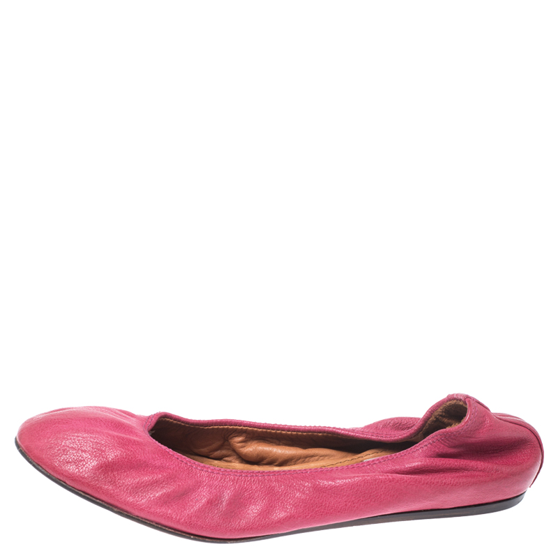 

Lanvin Dark Pink Leather Ballerina Flats Size