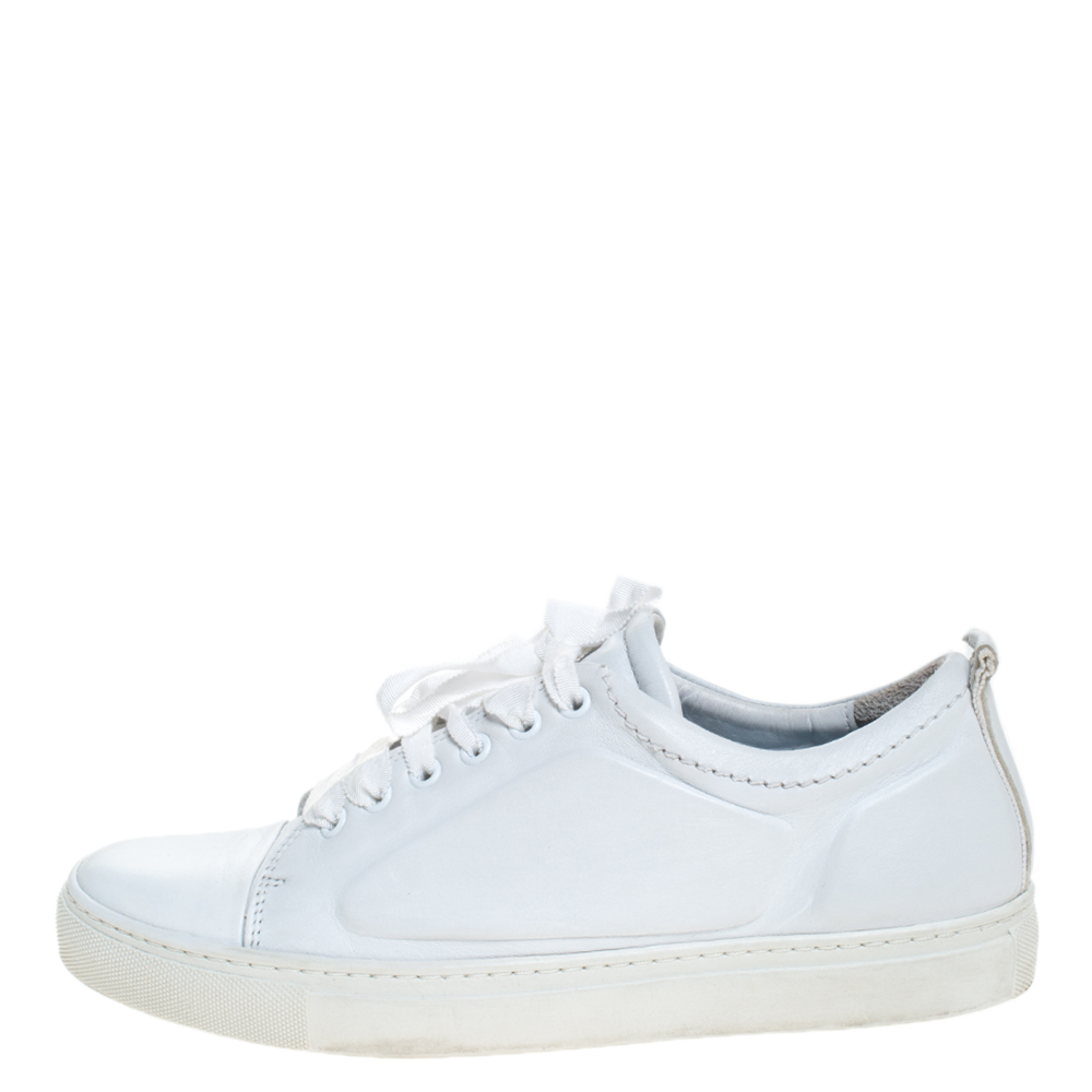 

Lanvin Off-White Leather Lace Up Sneakers Size