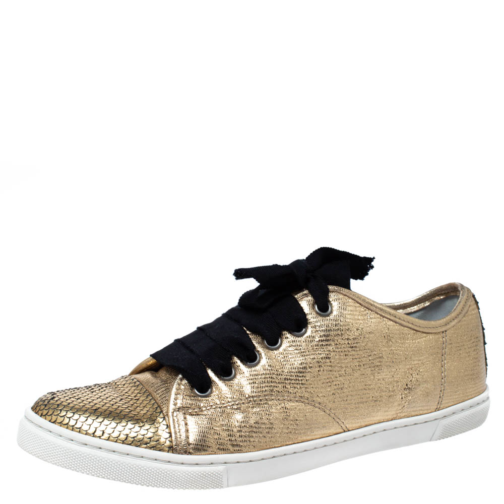 Lanvin Golden Python Embossed Leather 