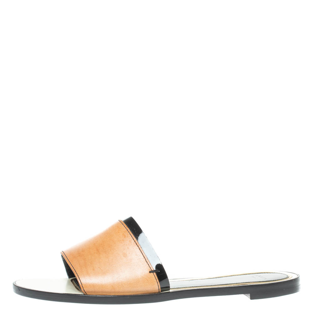 

Lanvin Brown Leather Flat Slides Size