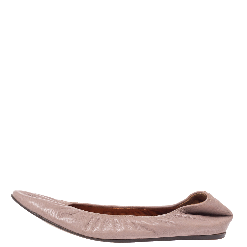 

Lanvin Grey Leather Scrunch Ballet Flats Size