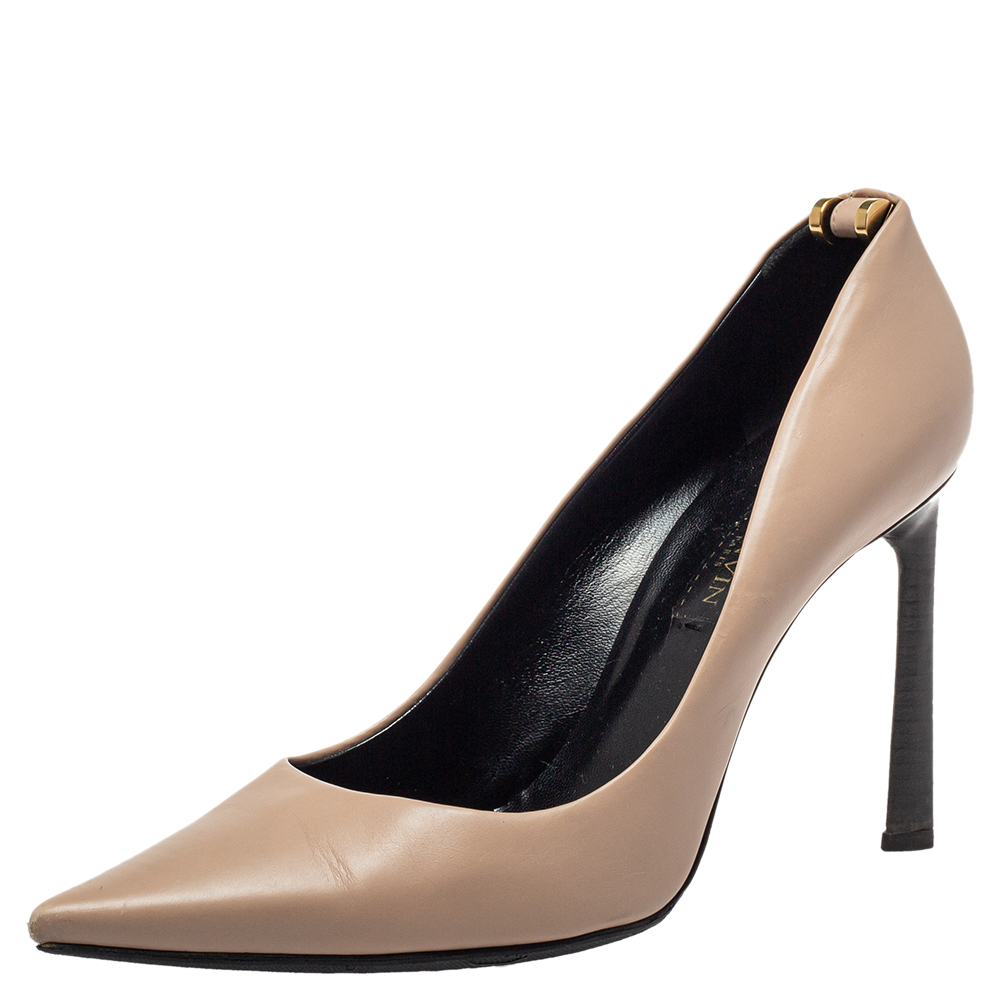Pre-owned Lanvin Beige Leather Pointed Toe Pumps Size 40