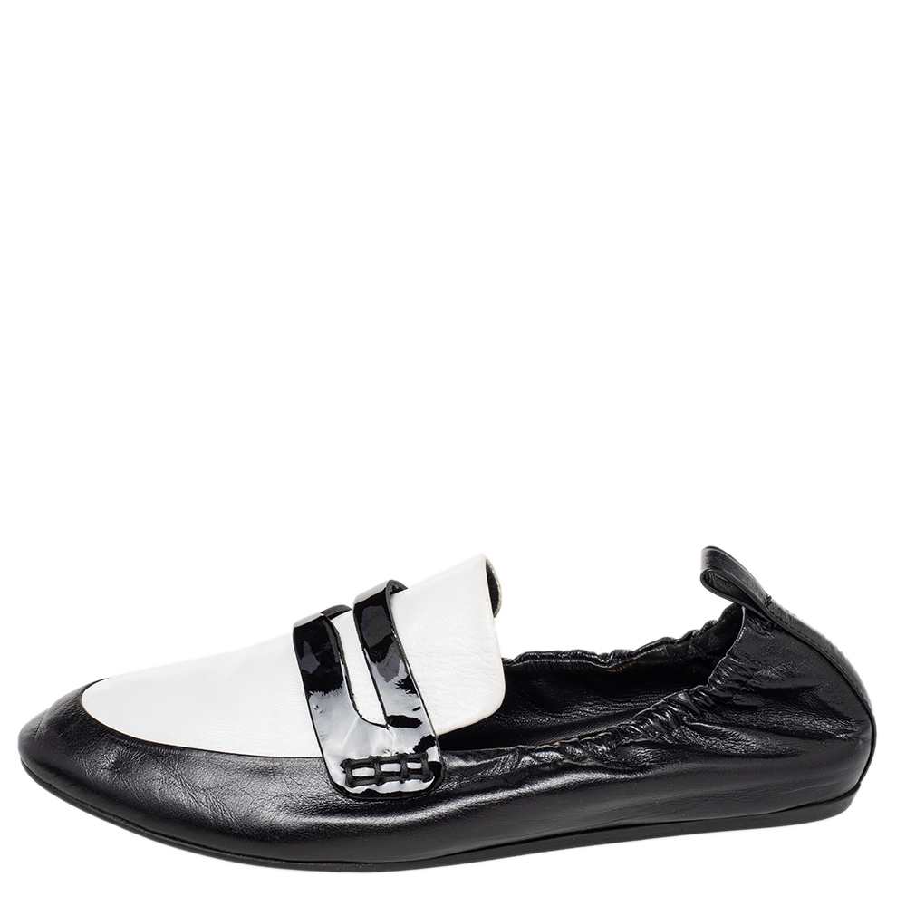 

Lanvin Monochrome Leather Penny Scrunch Loafers Size, Black